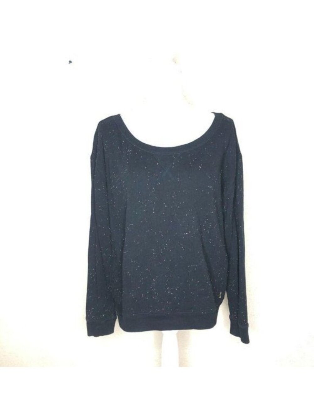 Juicy Couture Womens Top Black Crewneck Solid Print Sweater Speckle Size Medium